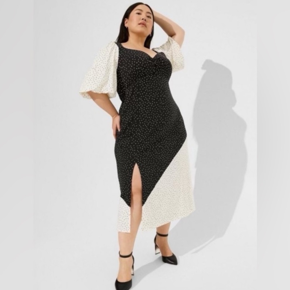 Torrid Elegant Black and White Polka Dot Dress